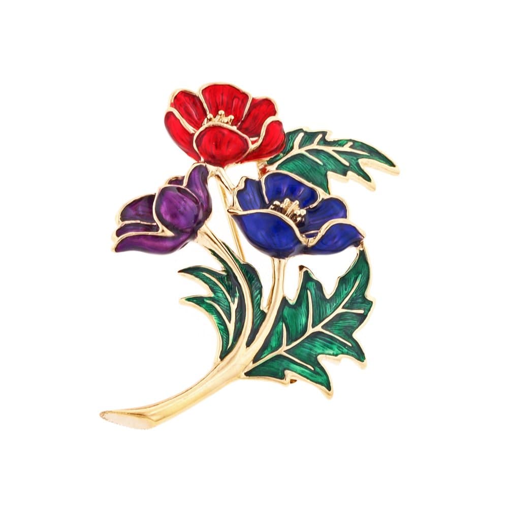 Multi Colored Poppy Brooch