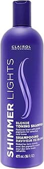 Clairol Professional Shimmer Lights Purple Shampoo, 16 fl. Oz | Neutralizes Brass & Yellow Tones | For Blonde, Silver, Gray & Highlighted Hair