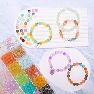 Enjoymade Mermaid Charm Beads Kit DIY Cute Colorful Beads Bracelet Making Kit 8mm DIY Acrylic Beading Kit Jewelry Chain Making Birthday Gift
