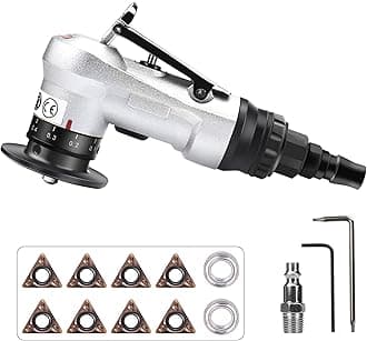 SI FANG Mini Pneumatic Chamfering Tool with Replace Blades Inserts and Bearings, 45 Degree Air Chamfer Deburring Tool, Portable Chamfering Machine for Metal C0.1-2/R1.5 Angle Quick Trimming Beveling