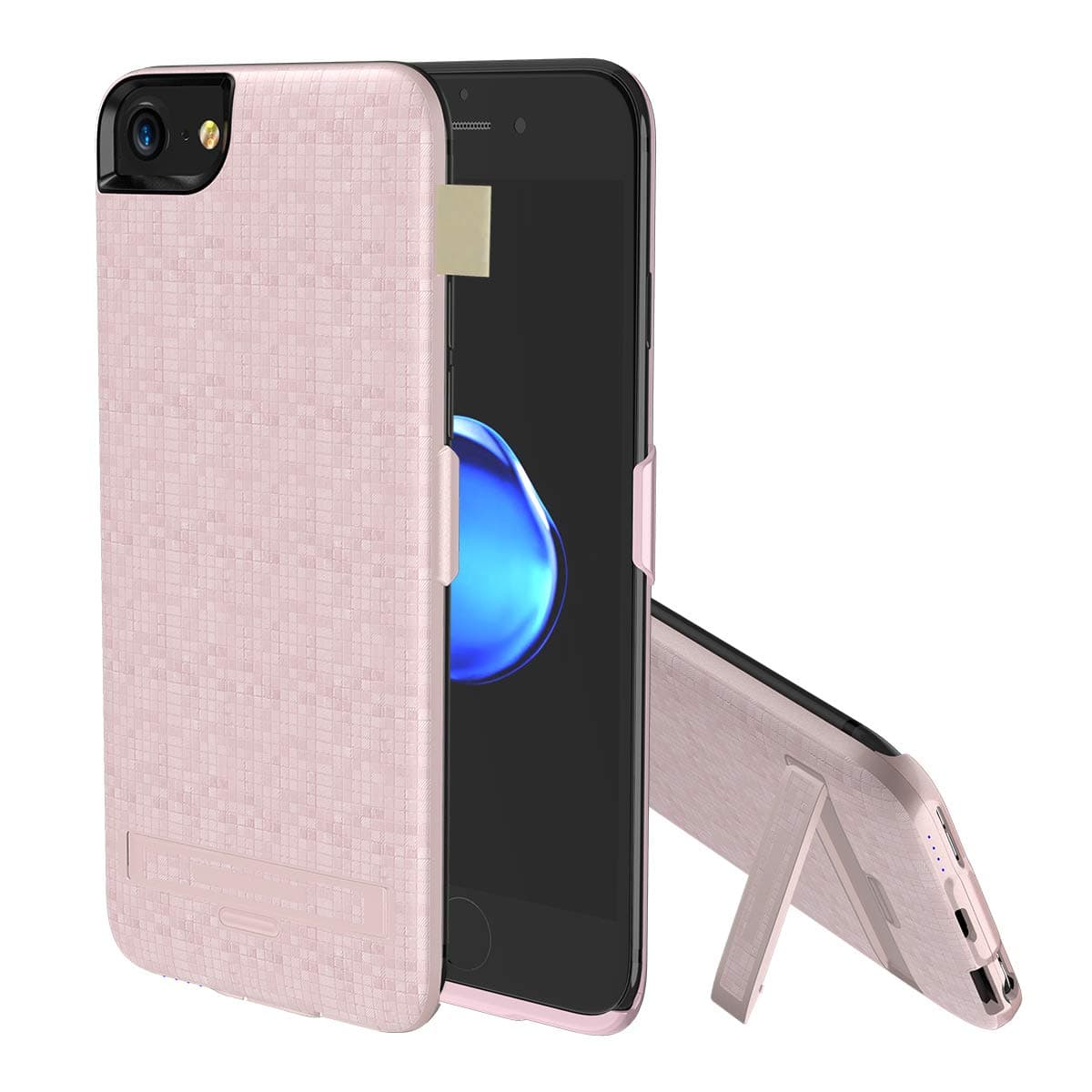 Obamono iPhone 6 Plus iPhone 6s Plus iPhone 7 Plus iPhone 8 Plus Battery Case, Portable Charger Case Man Battery Cover Protective Power Case External Battery Rechargeable Backup Case (Rose