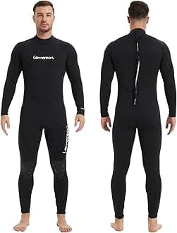 Lemorecn(16 Sizes) Mens Wetsuits Jumpsuit Neoprene 3/2mm and 5/4mm Full Body Diving Suit for Men and Women