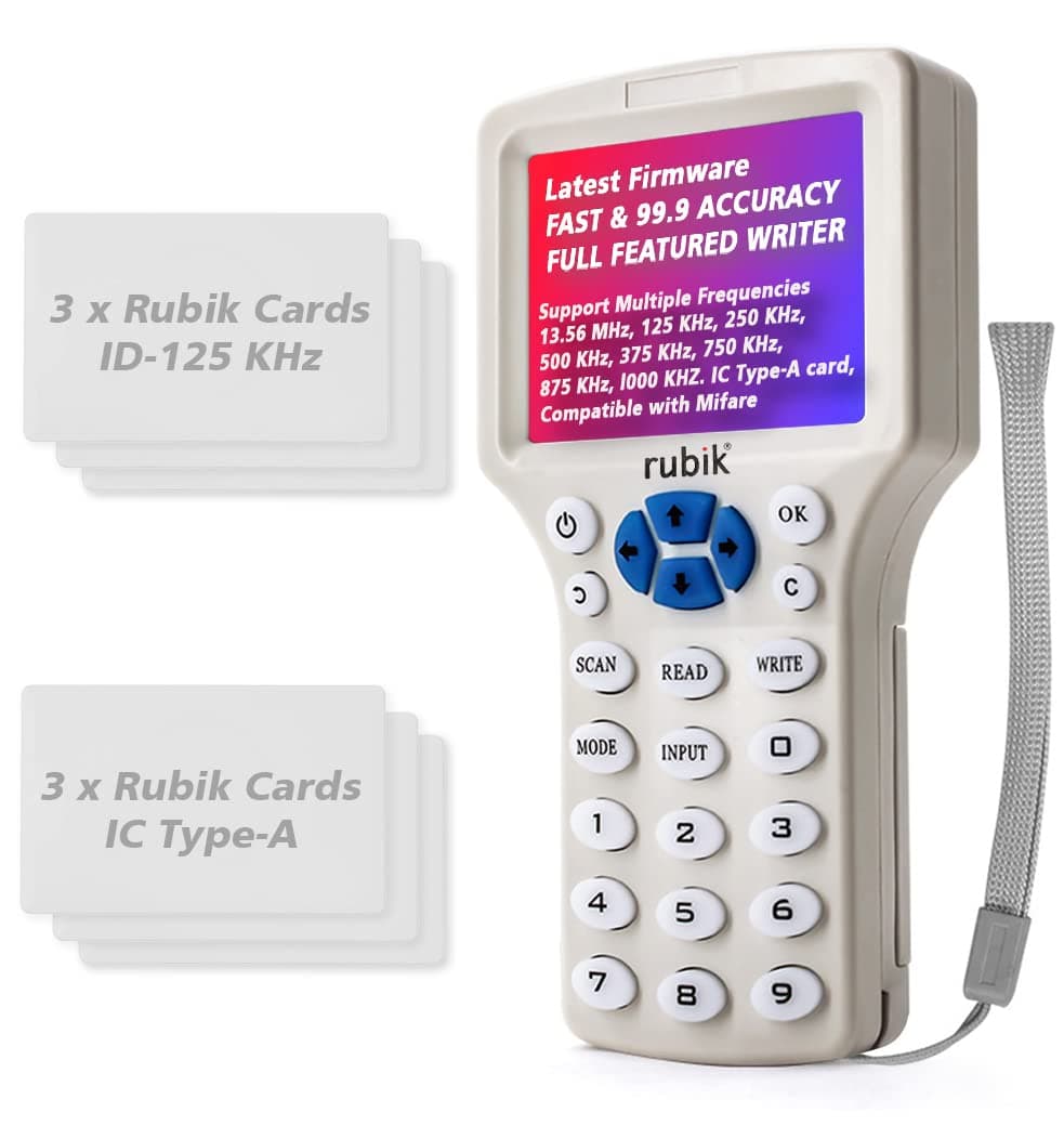 RFID Card Copier Reader Writer Duplicator for IC-Type A, ID-125Khz, HID-125Khz, Mifare 13.56Mhz (Device Bundle)