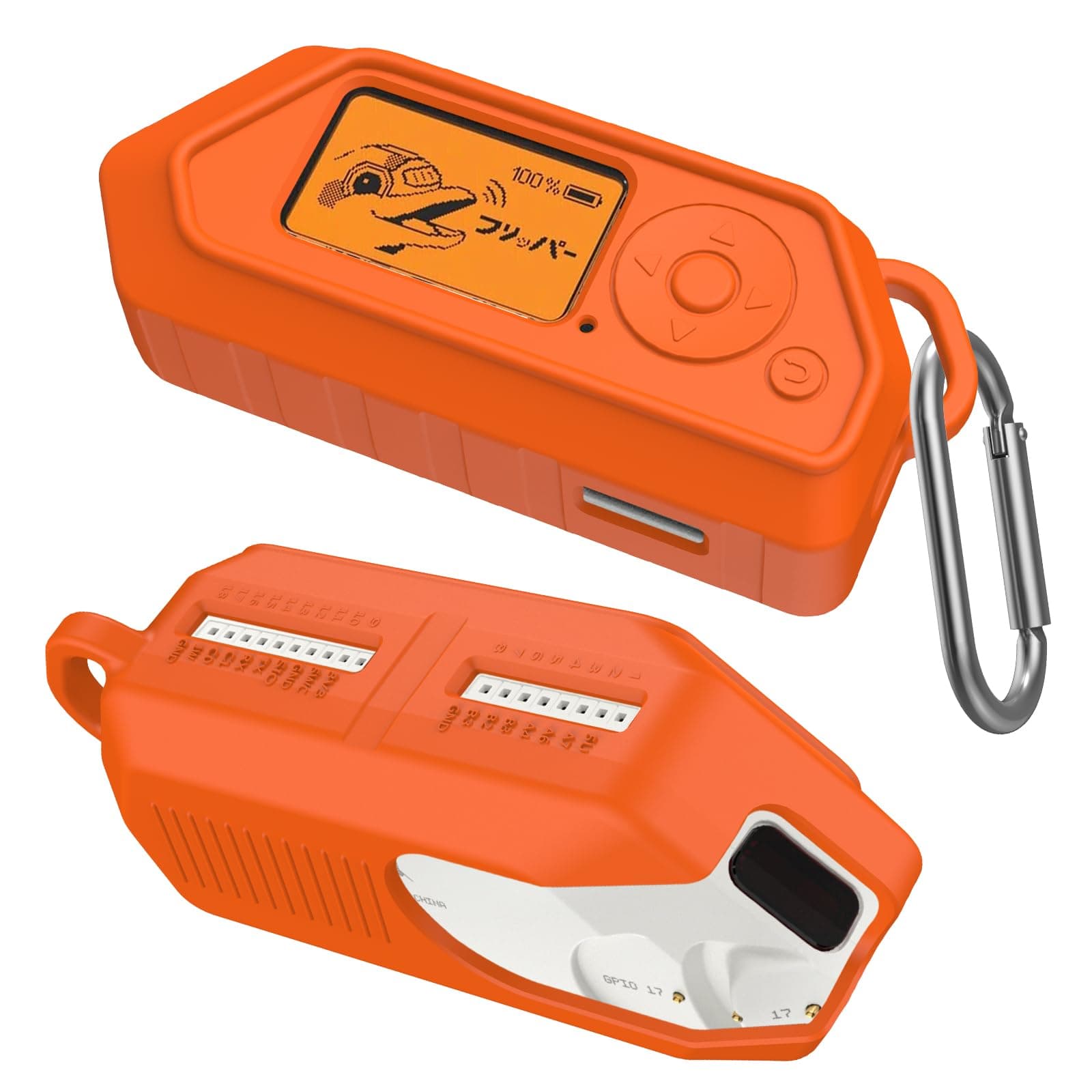 Silicone Case for Flipper Zero, PUCGUE Soft Protective Case for Flipper Zero Devices Anti-Scratch Protective Cover with Carabiner for Flipper Zero WiFi (Orange)