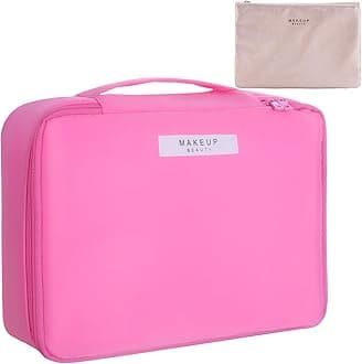 Travel Makeup Bag Cosmetic Bag Makeup Bag Toiletry bag for women and men (Light pink)