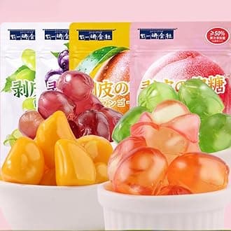 Peelable Gummies,Mango White Peach Soft Candy,Fruit Juice Fudge,Grape Gummy Candy,Peeling Sweets Candy,Casual Desserts,Wedding Candies,Instant Healthy Chinese Snacks (Mixed Flavors,10bag)