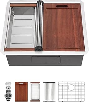 Sarlai 23 Undermount Bar Sink - 23 x 19 Inch Kitchen Sink Ledge Workstation 16 Gauge Stainless Steel Single Bowl RV Bar Prep Basin Kitchen Outdoor Sinks