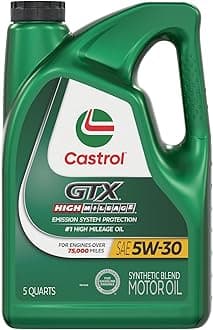 Castrol GTX High Mileage 5W-30 Synthetic Blend Motor Oil, 5 Quarts