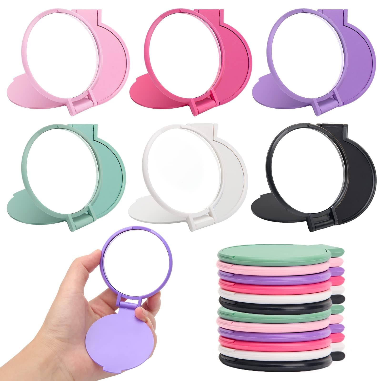 18 PCS Mini Folding Mirrors Round Compact Windspeed 2.4" Small Portable Travel Makeup Mirror Compact Mirror Bulk Round Makeup Mirror Purse for Women Girls Travel Daily Use