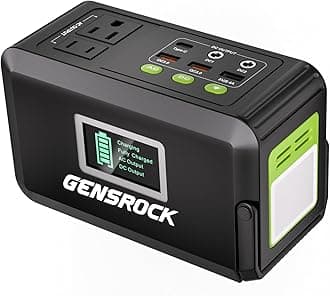GENSROCK Portable Power Station,120W(220W Peak) Solar Generator(Solar Panel Not Included), 88Wh Lithium Battery Power Bank with 110V AC Outlet, LED Flashlight for CPAP Home Camping Travel Emergency