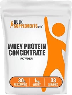 BulkSupplementsCOM Whey Protein Concentrate Powder - Protein Powder Unflavored, Flavorless Protein Powder, Whey Protein Powder - Pure Protein Powder, 30g per Serving, 1kg (2.2 lbs)