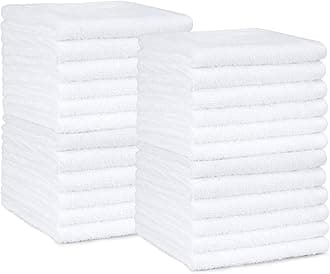 Fast Drying Cotton Washcloths for Bathroom, Machine Washable, Soft and Highly Absorbent, 12 x 12 in, White, 24-Pack