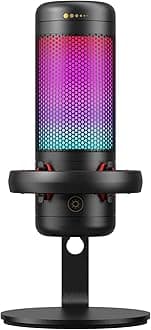 TC320 Gaming Microphone, USB Computer Mic with RGB, Condenser Mic with Stand/Mute Touch for Streaming Podcast Recording Studio Singing Youtube Compatible with Laptop/PC/Mac/PS4/PS5/NS Black