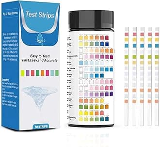 50pcs Water Testing PH Testing Strips, 14 in 1 Water Testing Kit Aquarium Test Strips Professional Freshwater Water Testing Kit for PH GH&KH Nitrite Nitrate Chlorine Carbonate