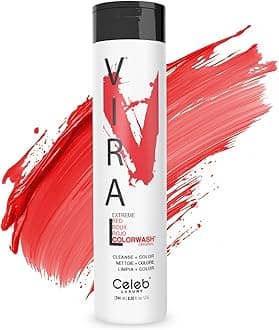 Viral Colorwash, Professional Semi-Permanent Hair Color Depositing Shampoo, Extreme Red 8.25 Fl Oz (Pack of 1)