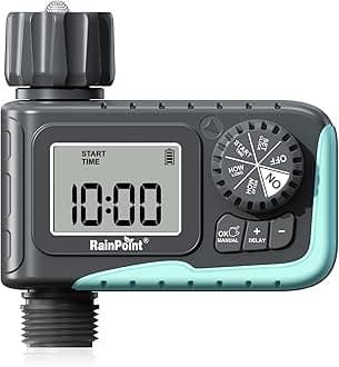 RAINPOINT Sprinkler Timer, Programmable Water Timer for Garden Hose, Outdoor Soaker Hose Timed with Rain Delay/Manual/Automatic Watering System, Digital Irrigation for Yard, Lawn, 1 Outlet
