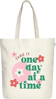 EcoRight 100% Organic Canvas Tote Bag with Zip, Eco-friendly Small Tote Bags for Women for Christmas, Travel, Beach & Shopping