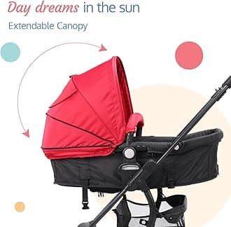 LuvLap Regal Baby Stroller/Pram with 5 Point Safety Harness, Reversible Stroller, Looking Window, Multi Level Recline & Adjustable footrest, Extendable Canopy, Purple