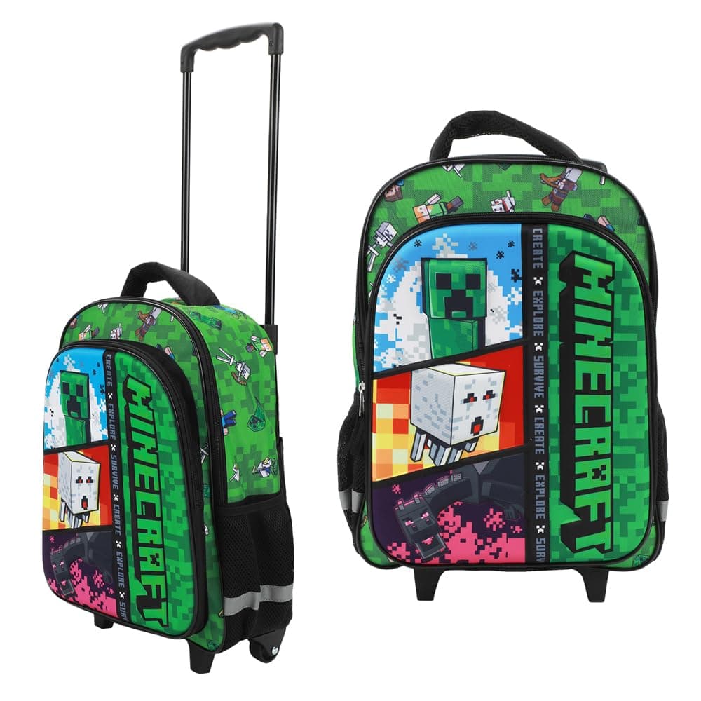 Minecraft Rolling 16” Backpack with Adjustable Handle