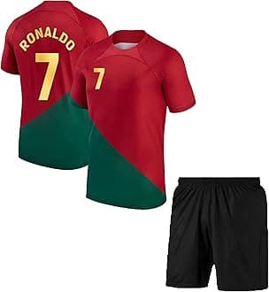 Ronaldo 7 Football Jersey with Black Shorts(Kid's, Boy's& Men)
