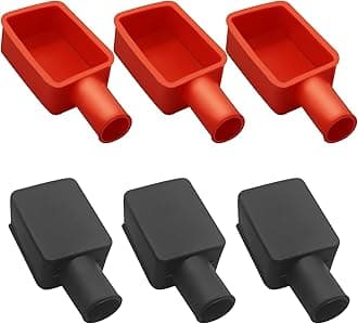 - 6Pcs Battery Terminal Cover, Battery Terminal Protector, Car Insulating Battery Cover, Soft Rubber Positive and Negative Poles Stud Covers Connector Top Post Cap for Car Motorcycle Truck (Red/Black)