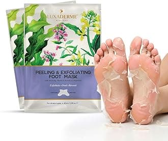 LuxaDerme Peeling and Exfoliating Foot Mask with Sea Kelp, Thyme and Brassica Campestris, 40ml - Pack of 2