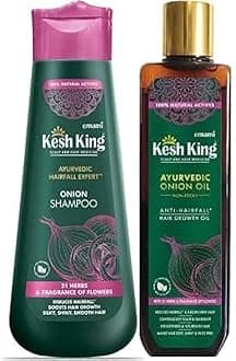 Kesh King Ayurvedic Onion Shampoo with 21 Herbs, Reduces Hairfall & Boost Hair Growth, 300ml And Ayurvedic Onion Oil 100ml