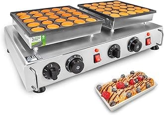 ALDKitchen Mini Dutch Pancake Maker | Electric Poffertjes Machine | 50 Pcs | High Capacity | Stainless Steel | 110V (25+25 Pcs)