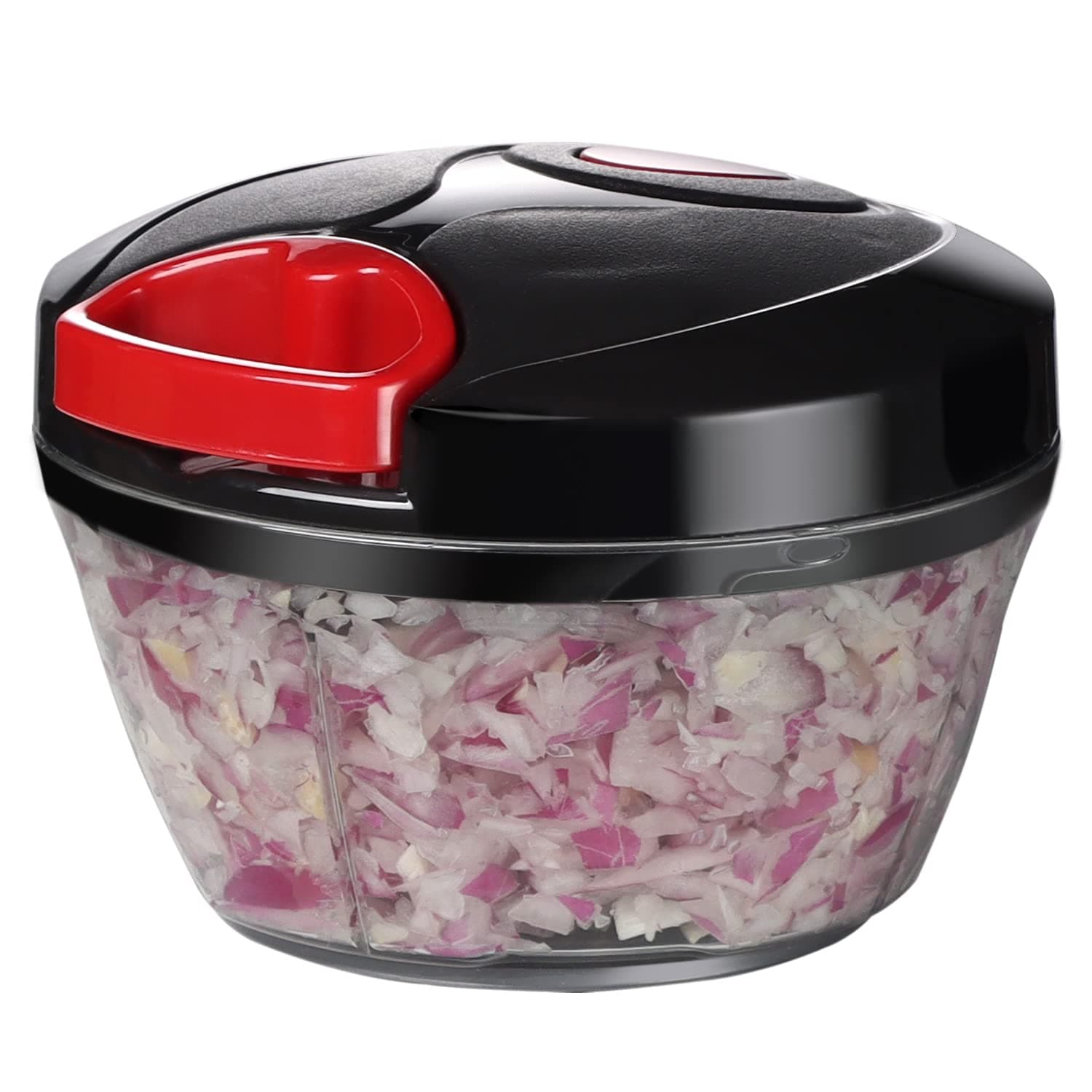 Ourokhome Manual Food Processor Vegetable Chopper, Portable Hand Pull String Garlic Mincer Onion Cutter for Veggies, Ginger, Fruits, Nuts, Herbs, etc., 500ml, Black