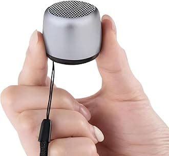 Best Mini Portable Bluetooth Speaker with HD Sound & Bass I Smallest Wireless Bluetooth Speakers for Phone/PC/Tablet I Photo Selfie Button Answer Phone Calls I Cute Tiny Speaker (Silver)