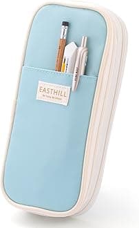 EASTHILL Big Capacity Pencil Case Large Pencil Pouch Stationery Pen Bag for Teen Girls-Blue