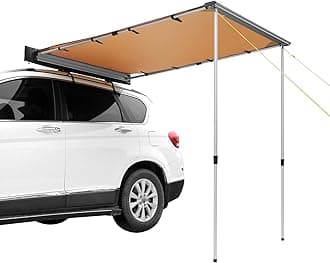 VEVOR Vehicle Awning 6.6'x8.2' Roof Rack Pull-Out Sun Shade UV50+ PU3000mm, Retractable Weatherproof 4x4 Side Awning for SUV Outdoor Camping & Overland (Hardware Included), w/Waterproof Storage Bag