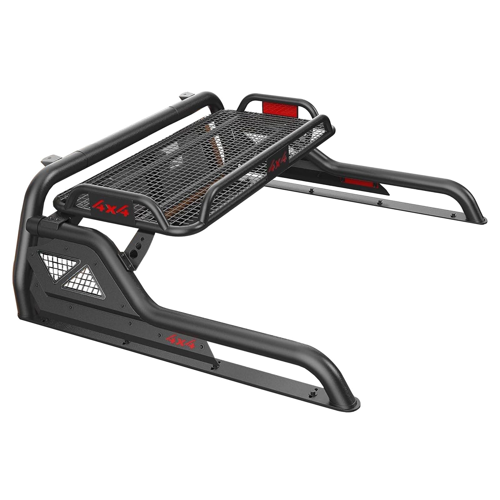 Truck Bed Roll Bars with Cargo Basket and Brake Light；Fit for Dodge Ram 1500；Chevy Silverado；GMC Sierra；Ford F-150；Toyota Tundra；Adjustable Length；Texture Black Powder Coated Finish