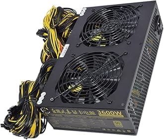 3600W Mining Power Supply 24Pin Miner PC/GPU Adapter ATX 2800W Support 12 GPU 180-240V PSU for ETH Bitcoin Ethereum Miner Rigs