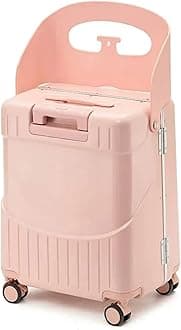 Ride On Luggage for Kids - Lockable Carry-On With Seat & 4-Spinner Wheels, Compartmental Heavy-Duty Suitcase With Tie & Bag Hooks for Travel, Going Out (Style 2)