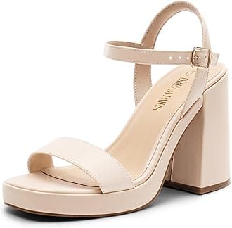 Heels for Women Block Chunky Platform High Heels Open Toe Fashion Wedding Party Evening Prom Dance Ankle Strap Dress Pump Sandals Shoes