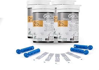 Diabetes Test Strips Blood Glucose Test Strips x 100 & Diabetes Lancets x 100, No Coding Blood Sugar Test Strips for UK Diabetics in mmol/L by GeChek2