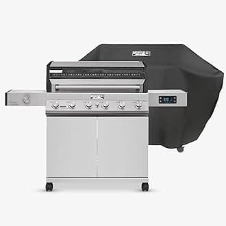 Monument Grills 6-Burner Convertible Natural Gas Smart bbq Grill Stainless Steel Denali 605 with BBQ Cover (Without Conversion Kit)