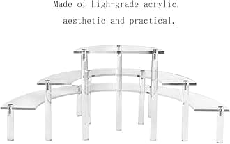 QWORK® 3-Tier Acrylic Cake Stand, Semicircle Cupcake Display Stand for Weddings, Birthdays or Parties - Acrylic Legs Transparent