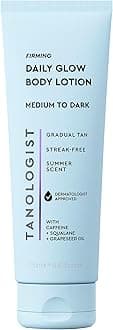 Tanologist Firming Daily Glow Body Lotion Medium to Dark, Lightweight Moisturizer with Caffeine, Squalane & Grapeseed Oil, Smooths, Tones & Builds Natural Sun-Kissed Gradual Tan, 250ml