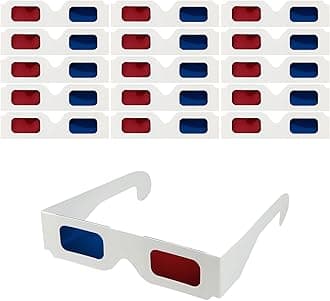 3D Paper Glasses for Movies and TV - Blue and Red Anaglyph Cardboard Glasses for Films