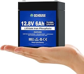 DCHOUSE 12V 6Ah Mini LiFePO4 Lithium Deep Cycle Battery with 10A BMS & 4000+ Cycles, Replaces 7Ah/8Ah Lead Acid, Perfect for CCTV Camera, Solar, Fish Finder, Lighting, Pump, UPS, Alarm System