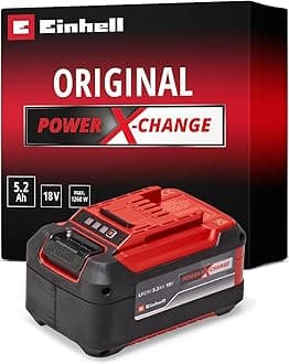 18V 5.2Ah Plus Lithium-Ion Battery Power X-Change, 2nd Generation, Extra Power For Intensive Operation, Universally Compatible With All Einhell PXC Power Tools And Garden Machines