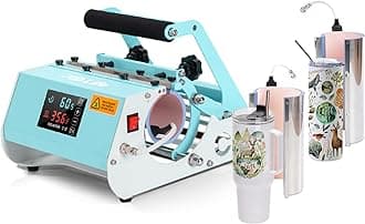 2 in 1 40 OZ Tumbler Heat Press Machine 110 V Mint Green 20 OZ 30 OZ Mug Heat Press Touch Screen for 40 OZ Tumbler with Handle Sublimation Tumblers Bottles Mugs Glass Tumbler Printing
