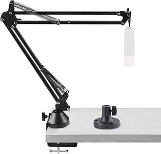 Geekria for Creators Microphone Arm Compatible with Rode NT-USB, NT1-A, NT1, Mic Boom Arm Mount with Table Flange Adapter, Suspension Stand, Mic Scissor Arm, Desk Mount Holder
