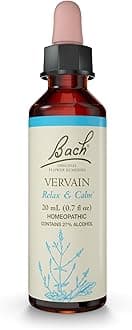 Bach Original Flower Remedies, Vervain for Relaxation and Calm, Natural Homeopathic Flower Essence, Holistic Wellness, Vegan, 20mL Dropper