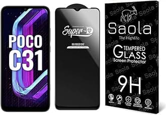 Saola Hd+ Oleophobic Tempered Glass Screen Protector For Poco C31 (Pack Of 1) With Free Installation Kit. Full Screen Coverage - 6.5 Inch