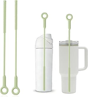 Straw Cleaner Brush Set - Raymeefa Scratch-Free Detail Cleaning for Reusable Straws & Tumblers (Avocado Green)