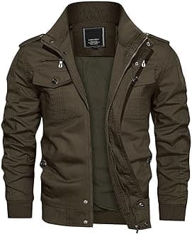 Mens Warm Fleece Cargo Jacket Winter Military Bomber Jackets Windproof Work Coat with Multi Pockets