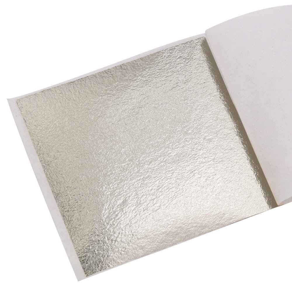 KINNO Gilding Gold Leaf Sheets, 3.15" by 3.35" Gilding Foil Foil Paper for Paintings, Arts Crafts, Nail Deco,Furniture (Antique Silver)